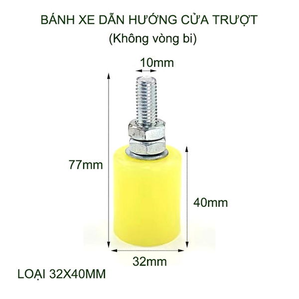 01 Bánh xe dẫn hướng cửa trượt, thân bằng nhựa PP, lõi thép có vòng bi