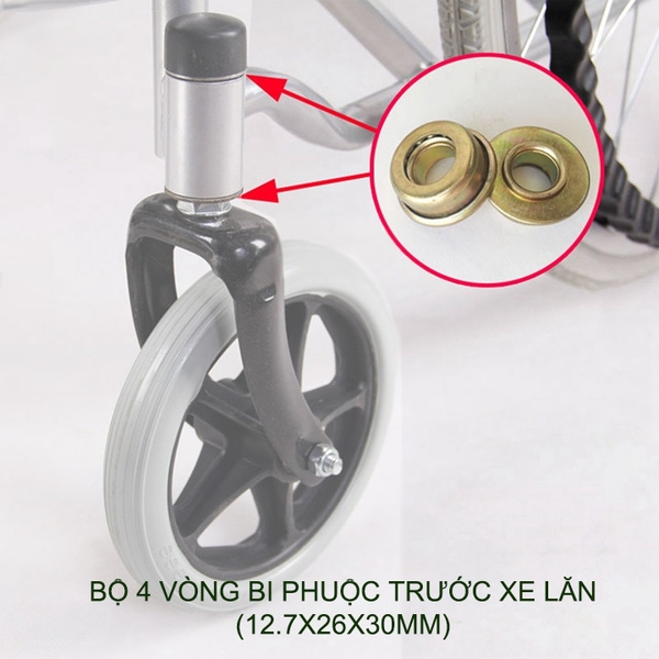 (Phụ kiện) Bộ 4 vòng bi phuộc trước xe lăn trục 12.7mm