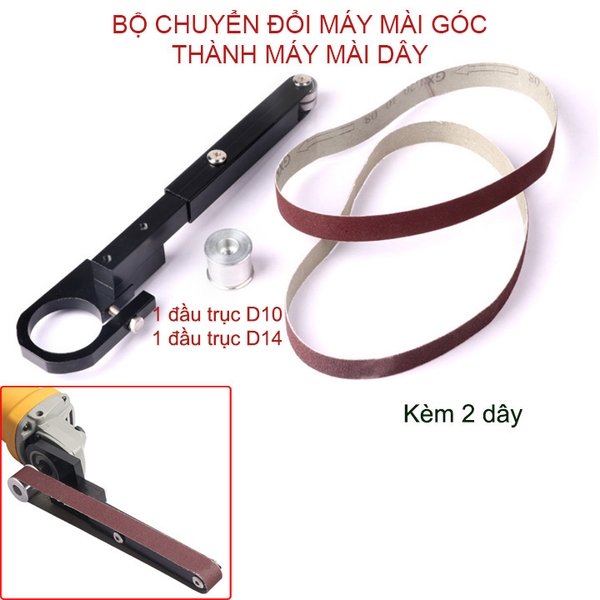 Bộ chuyển đổi máy mài góc trục D10mm-D14mm thành máy mài dây kèm 2 dây mài 520x20mm hoặc chỉ 10 dây mài