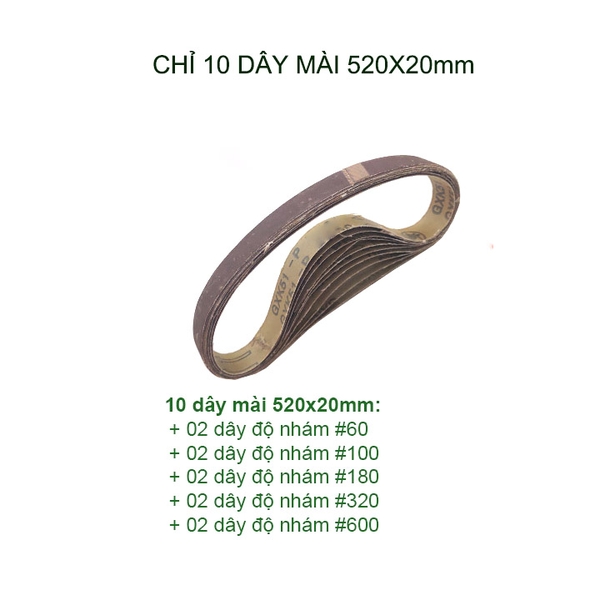 Bộ chuyển đổi máy mài góc trục D10mm-D14mm thành máy mài dây kèm 2 dây mài 520x20mm hoặc chỉ 10 dây mài