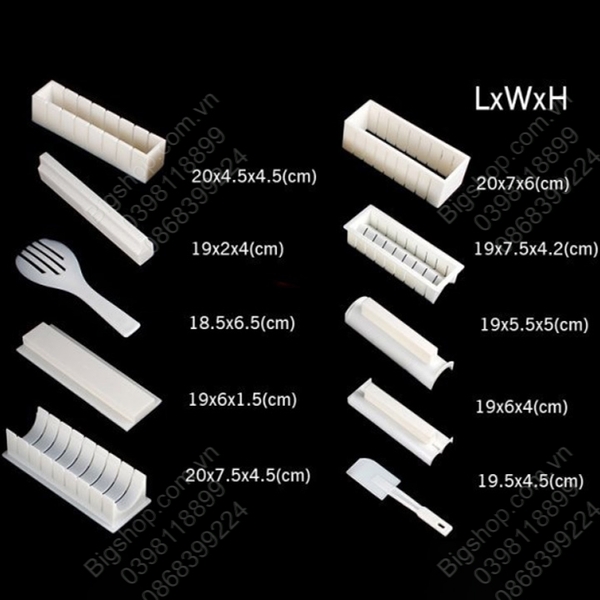 Bộ dụng cụ làm Sushi 10 món bằng nhựa ABS, giúp dễ dàng tự làm Sushi