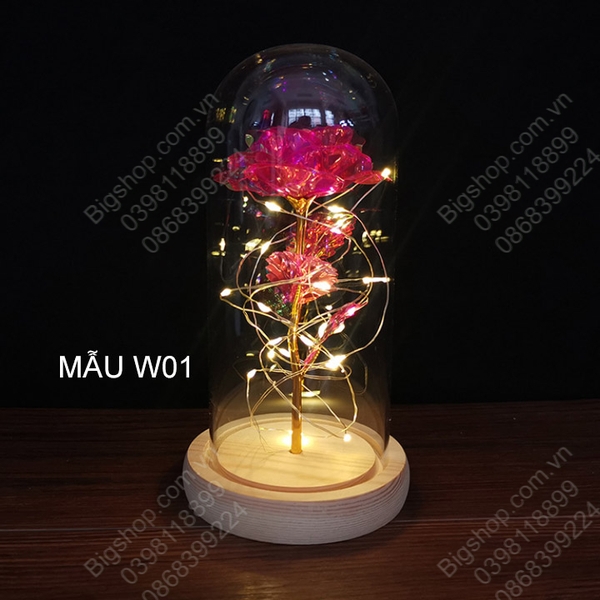 Hoa hồng trong vòm kính có đèn LED, Quà tặng lưu niệm, Quà tặng Valentine