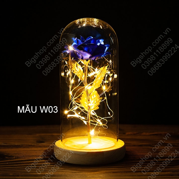 Hoa hồng trong vòm kính có đèn LED, Quà tặng lưu niệm, Quà tặng Valentine