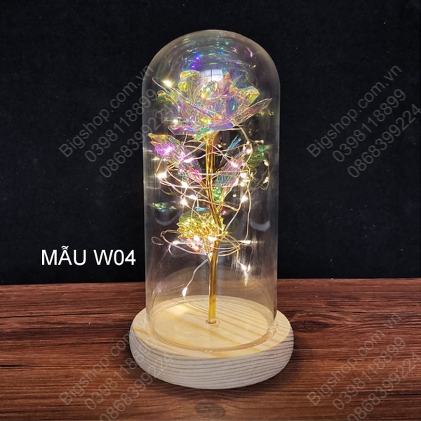 Hoa hồng trong vòm kính có đèn LED, Quà tặng lưu niệm, Quà tặng Valentine