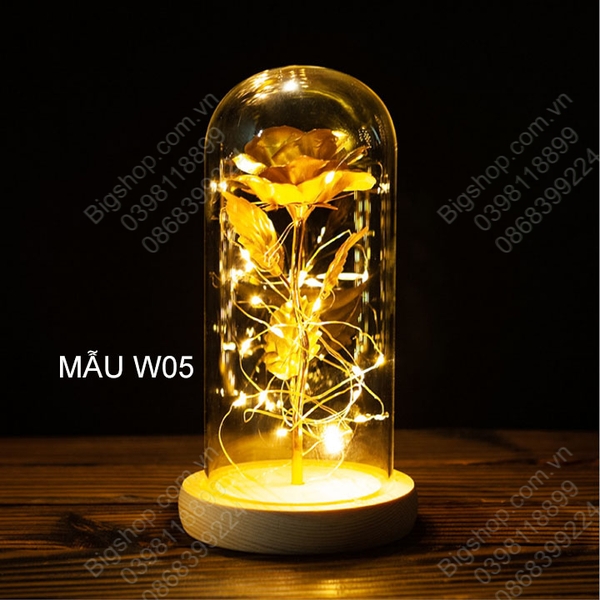 Hoa hồng trong vòm kính có đèn LED, Quà tặng lưu niệm, Quà tặng Valentine