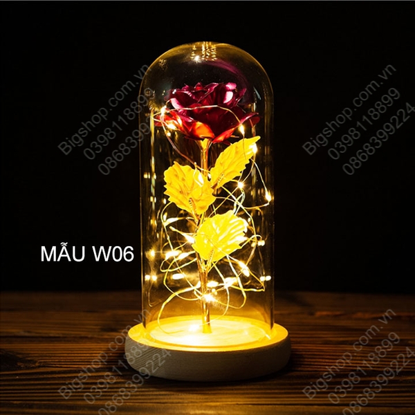 Hoa hồng trong vòm kính có đèn LED, Quà tặng lưu niệm, Quà tặng Valentine