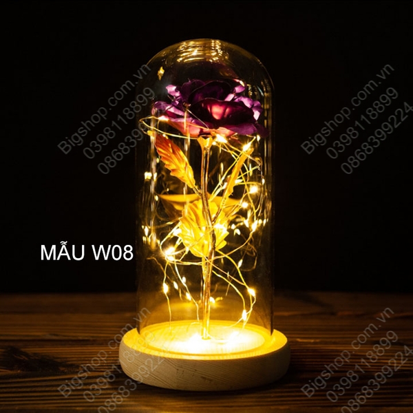 Hoa hồng trong vòm kính có đèn LED, Quà tặng lưu niệm, Quà tặng Valentine