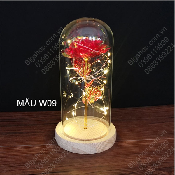 Hoa hồng trong vòm kính có đèn LED, Quà tặng lưu niệm, Quà tặng Valentine