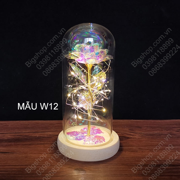 Hoa hồng trong vòm kính có đèn LED, Quà tặng lưu niệm, Quà tặng Valentine