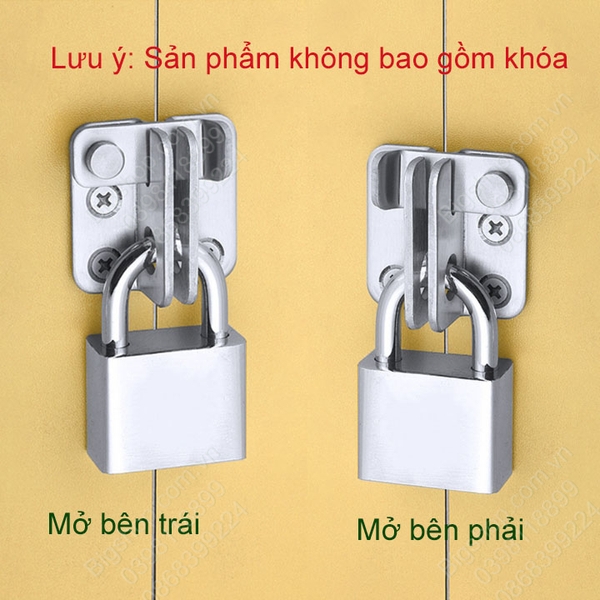 Chốt cửa bằng inox 304, loại có lỗ để khóa chống trộm, mở bên trái hoặc phải tùy chọn