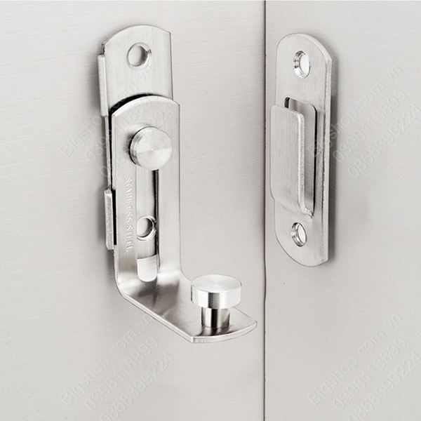 Bộ chốt cài cửa trượt, cửa lùa góc 90 độ làm bằng inox 201 không gỉ