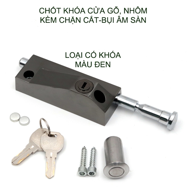 Chốt chặn cửa bằng hợp kim chắc chắn kèm đầu chặn cát, bụi bẩn âm sàn (loại có chìa khóa hoặc núm vặn tùy chọn)