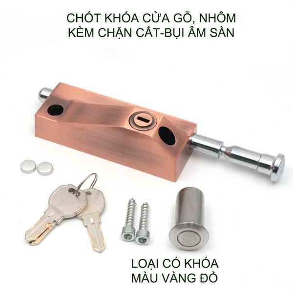 Chốt chặn cửa bằng hợp kim chắc chắn kèm đầu chặn cát, bụi bẩn âm sàn (loại có chìa khóa hoặc núm vặn tùy chọn)