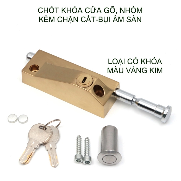 Chốt chặn cửa bằng hợp kim chắc chắn kèm đầu chặn cát, bụi bẩn âm sàn (loại có chìa khóa hoặc núm vặn tùy chọn)