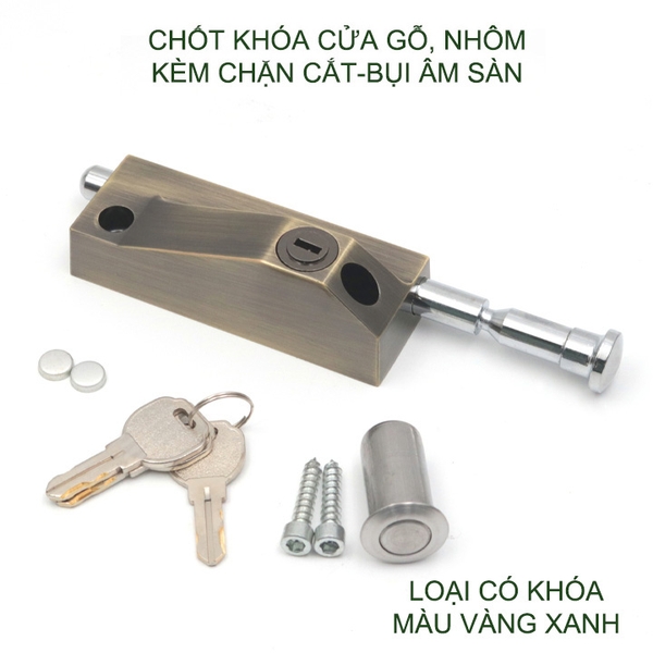 Chốt chặn cửa bằng hợp kim chắc chắn kèm đầu chặn cát, bụi bẩn âm sàn (loại có chìa khóa hoặc núm vặn tùy chọn)