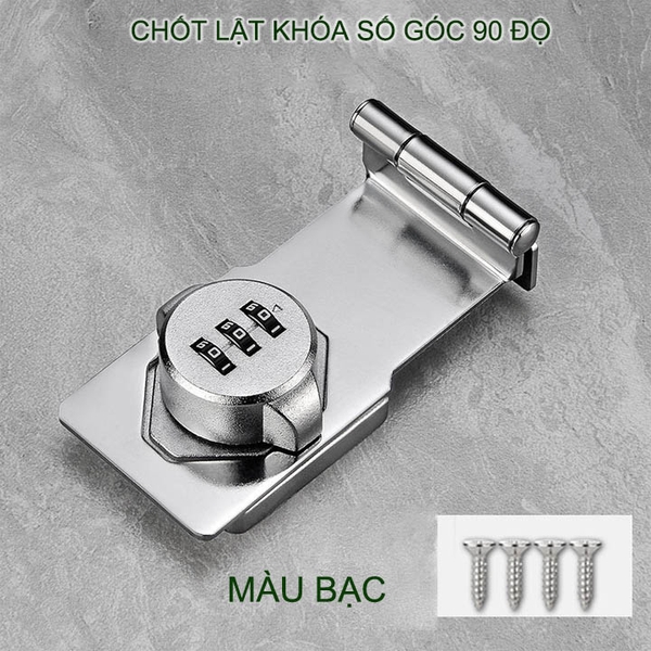 Chốt lật có khóa số góc 90 độ cho cửa, hòm, tủ, ngăn kéo bàn, bằng thép mạ chống gỉ
