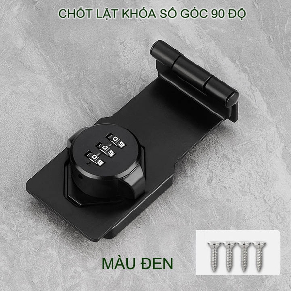 Chốt lật có khóa số góc 90 độ cho cửa, hòm, tủ, ngăn kéo bàn, bằng thép mạ chống gỉ