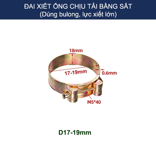 Bộ 2 đai xiết ống tròn chịu tải bằng sắt chống gỉ, dùng bulong xiết rất chắc chắn (D17-43mm tùy chọn)