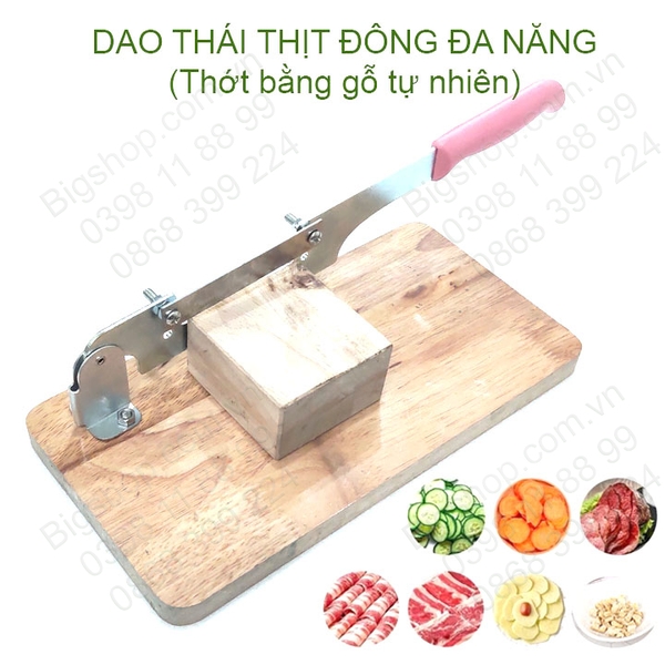 Dao thái thịt đông lạnh, thái đồ đa năng thành lát mỏng, đế gỗ tự nhiên