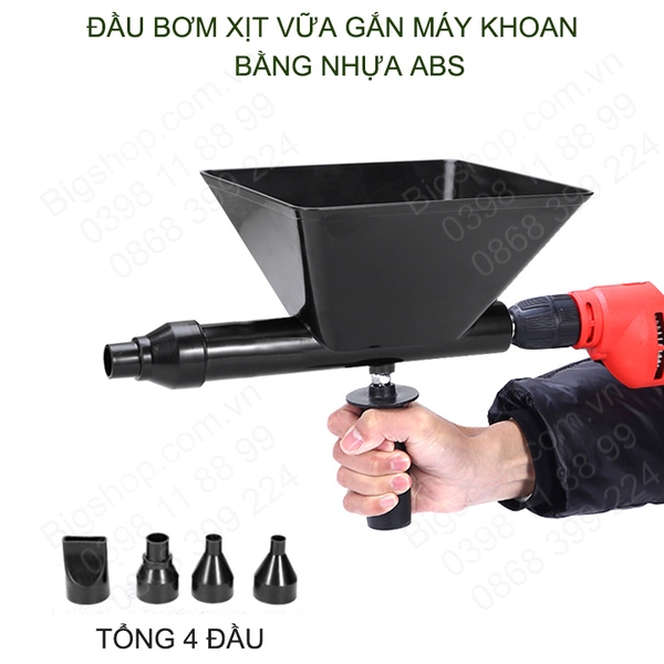 Dụng cụ phun xịt vữa cầm tay gắn máy khoan thông minh tiện dụng, bằng nhựa ABS