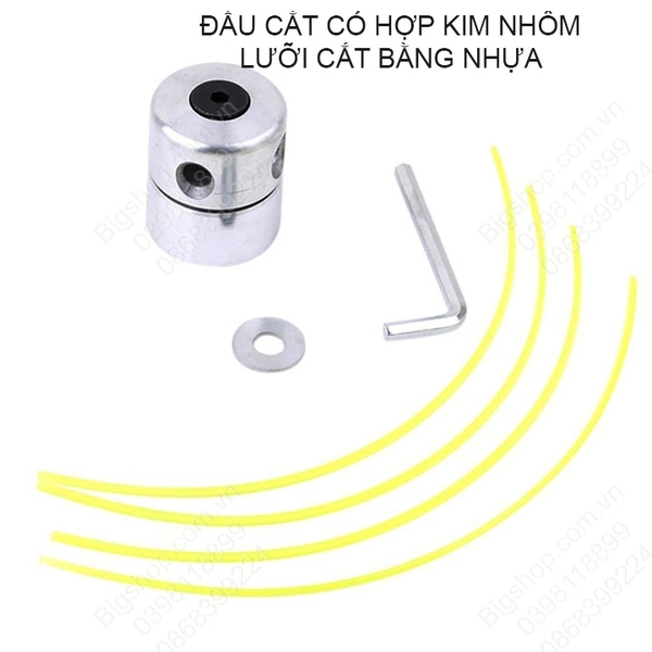 Đầu cắt cỏ bằng hợp kim nhôm, dùng dây nhựa làm lưỡi cắt cỏ