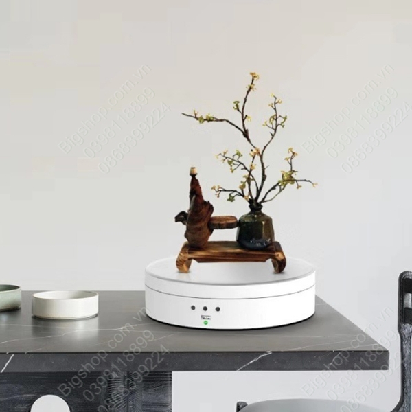 Đế xoay trưng bày sản phẩm, loại nhỏ 138mm mặt gương, có dây cấp nguồn