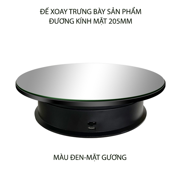 Đế xoay trưng bày sản phẩm, loại lớn 205mm mặt gương, có dây cấp nguồn