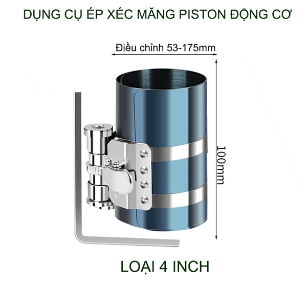 Dụng cụ ép xéc măng piston để lắp vào động cơ (loại 3-4 inch tùy chọn)
