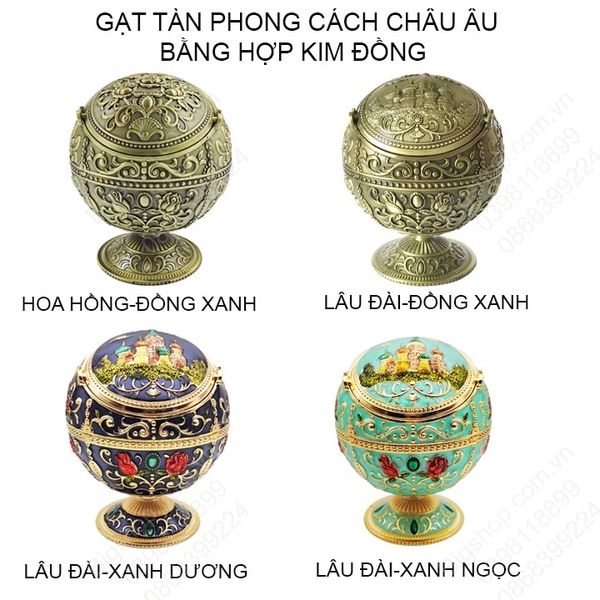 Gạt tàn phong cách Châu Âu bằng hợp kim đồng nhiều họa tiết