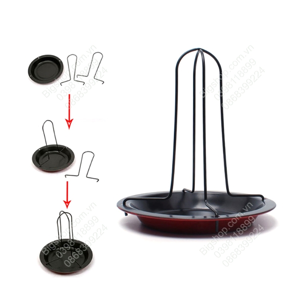 Giá để gà nướng, quay thẳng đứng bằng thép carbon với khay chống dính