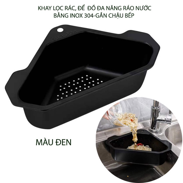 Khay lọc rác lọc đồ thừa gác chậu rửa bát bằng inox 304