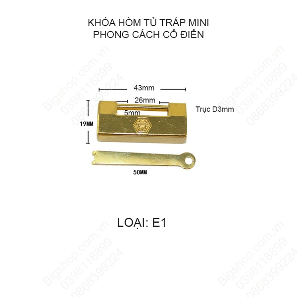 Khóa hòm tủ tráp mini phong cách cổ điển