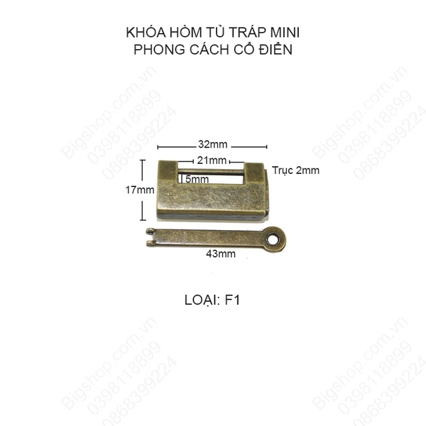 Khóa hòm tủ tráp mini phong cách cổ điển