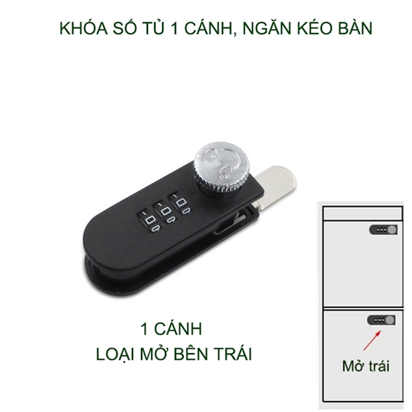 Khóa số tủ 1 cánh-2 cánh, ngăn kéo bàn đa năng, bằng nhựa ABS với 3 mã số thay đổi được