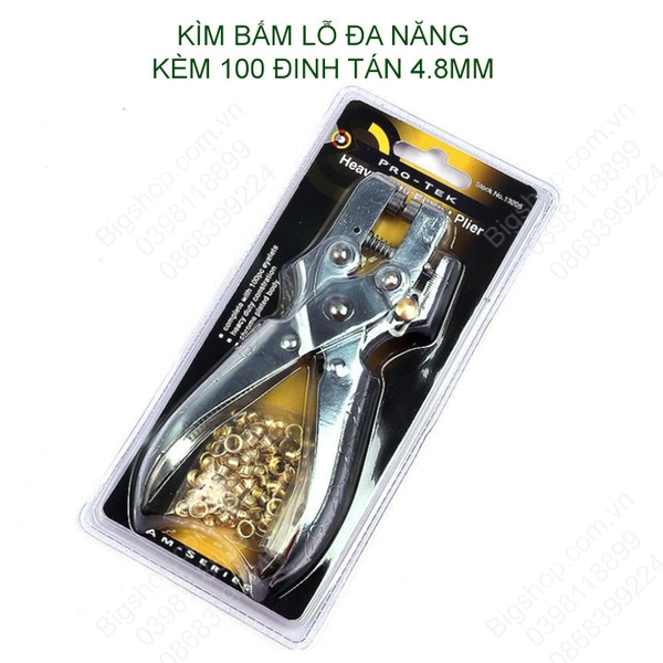 Kìm bấm lỗ đa năng kèm 100 đinh tán D4.8mm