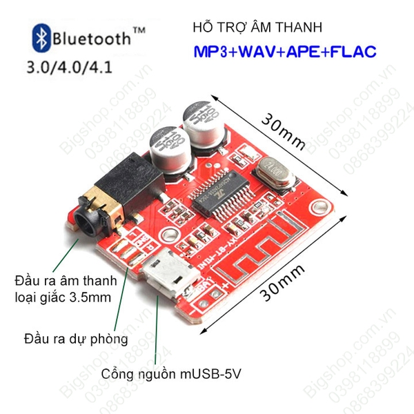 Module mạch giải mã âm thanh bluetooth mini giúp phát nhạc từ smartphone ra hệ thống âm thanh dễ dàng