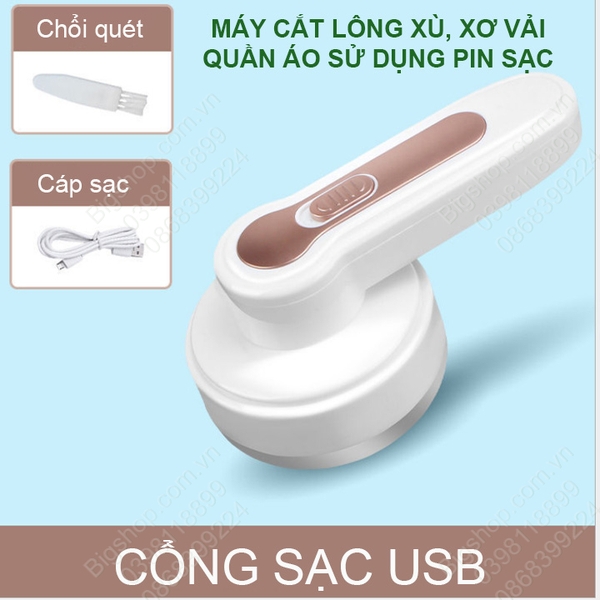 Máy cắt xơ vải quần áo sử dụng pin sạc