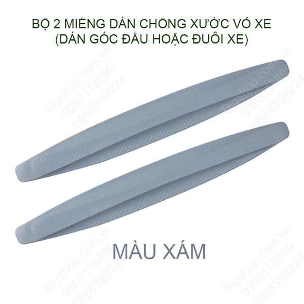 Bộ 2 miếng dán chống xước xe, góc đầu hoặc đuôi xe, bằng nhựa PVC dẻo bề mặt phủ carbon chống xước