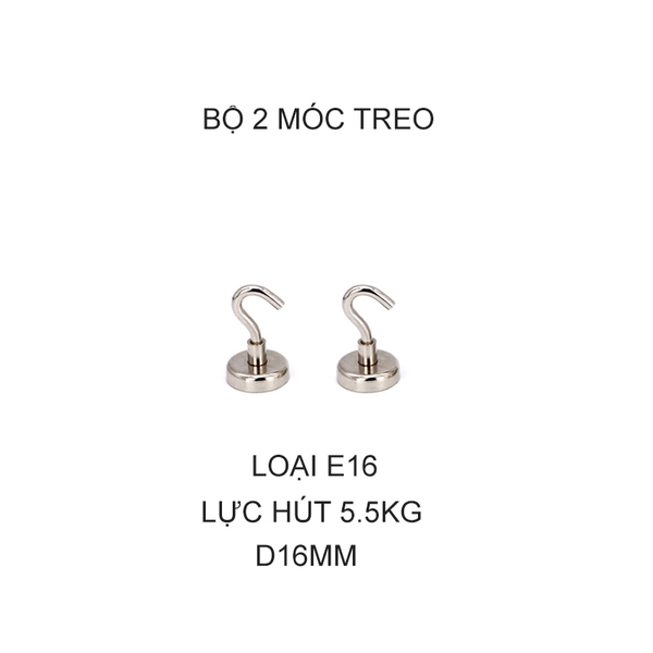 Bộ 2 móc treo nam châm loại nhỏ, có nhiều loại lực hút tùy chọn