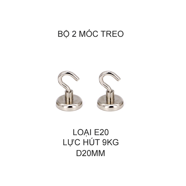 Bộ 2 móc treo nam châm loại nhỏ, có nhiều loại lực hút tùy chọn