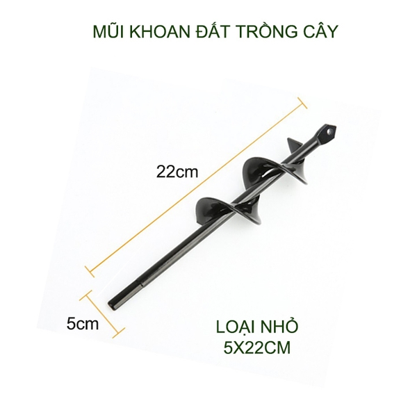 Mũi khoan đất trồng cây, loại đường kính 4-5cm, chiều dài 22-45cm tùy chọn