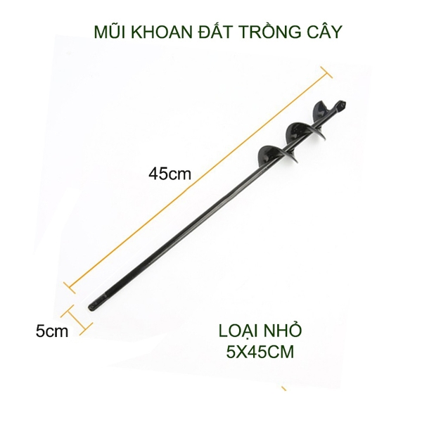 Mũi khoan đất trồng cây, loại đường kính 4-5cm, chiều dài 22-45cm tùy chọn