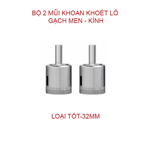Bộ 2 mũi khoan khoét lỗ gạch men, kính, gốm sứ đa năng