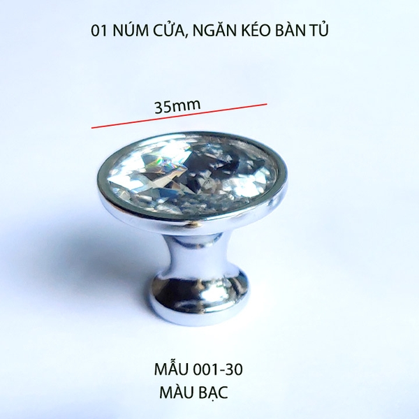 01 Núm cửa, ngăn kéo bàn tủ bằng thủy tinh và hợp kim kẽm