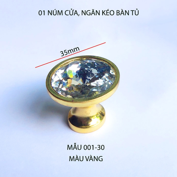 01 Núm cửa, ngăn kéo bàn tủ bằng thủy tinh và hợp kim kẽm