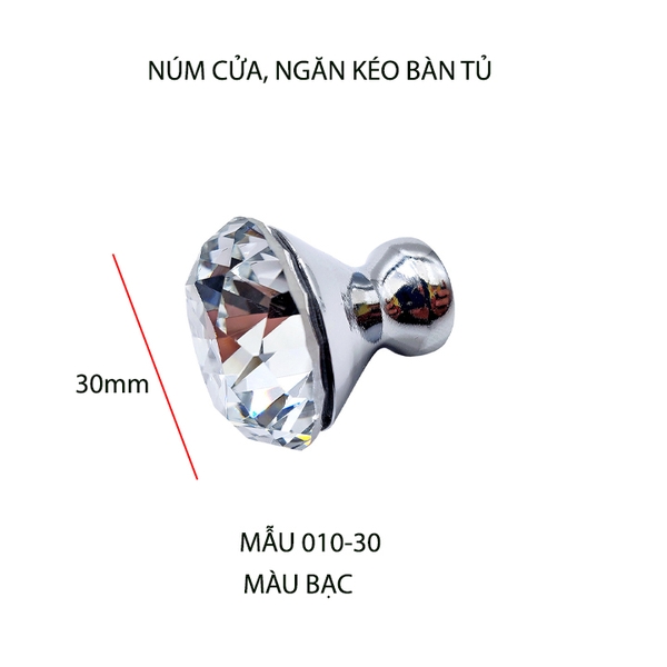 01 Núm cửa, ngăn kéo bàn tủ bằng thủy tinh và hợp kim kẽm