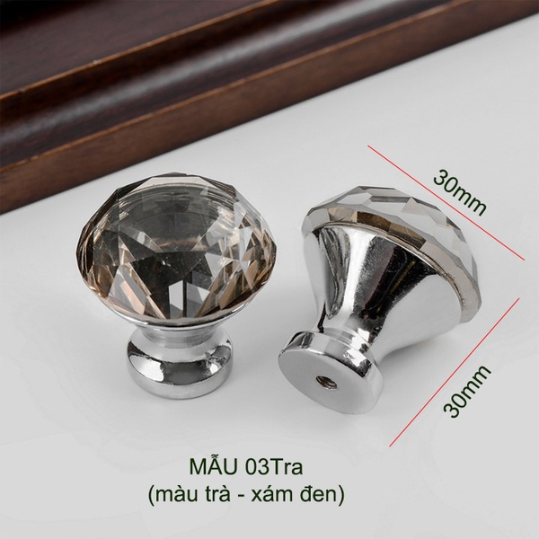 01 Núm cửa, ngăn kéo bàn tủ bằng thủy tinh và hợp kim kẽm