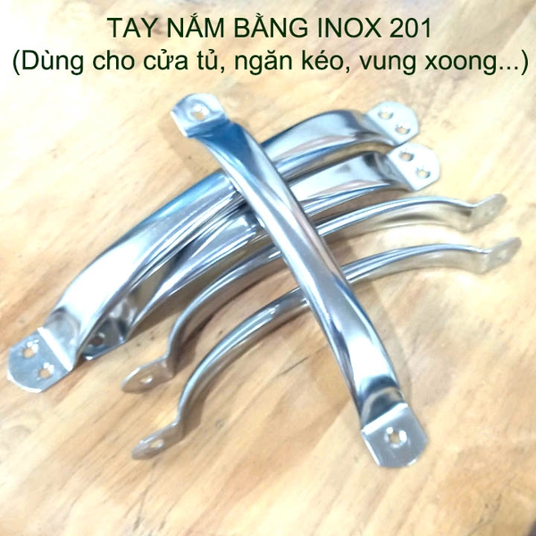 Bộ 2 Tay nắm cánh cửa tủ, ngăn kéo bàn, vung xoong bằng ống inox 201 tròn dập