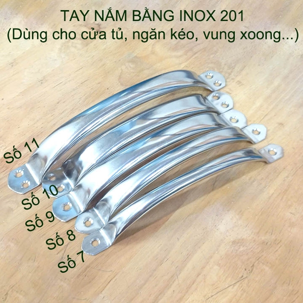 Bộ 2 Tay nắm cánh cửa tủ, ngăn kéo bàn, vung xoong bằng ống inox 201 tròn dập