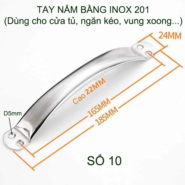 Bộ 2 Tay nắm cánh cửa tủ, ngăn kéo bàn, vung xoong bằng ống inox 201 tròn dập